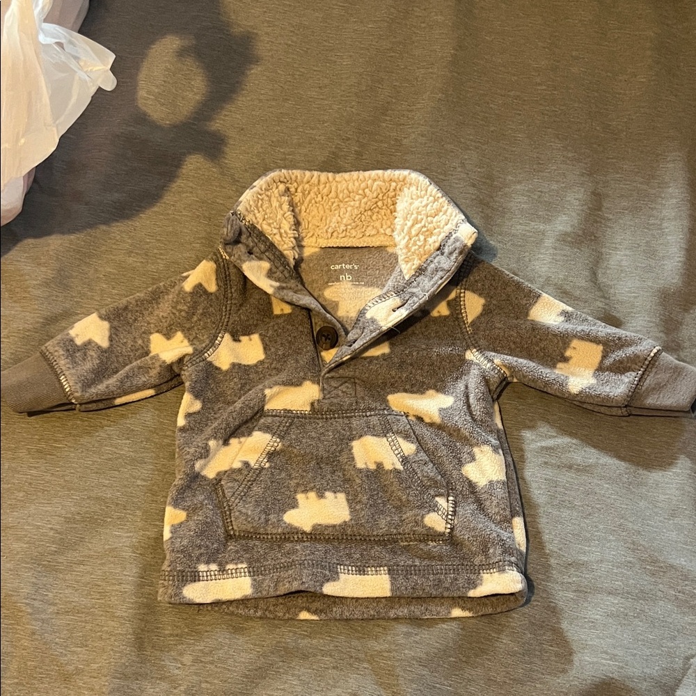 Carter's Gray and Cream Fleece Hoodie